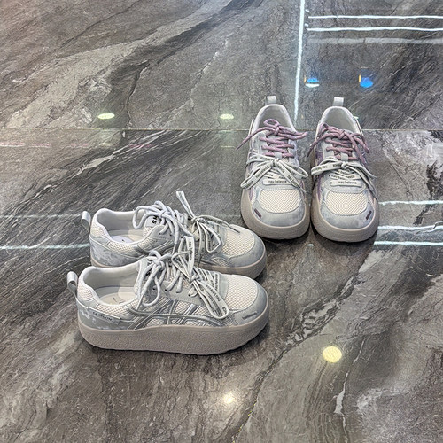 韩版显瘦休闲德训鞋个性灰色女鞋