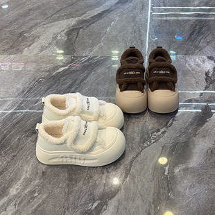 韩式真皮厚底加绒休闲鞋女2025冬款丑萌圆头板鞋小个子增高松糕鞋