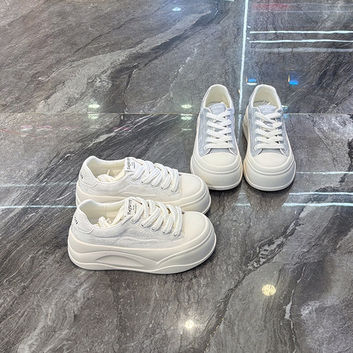 百搭圆头休闲小白鞋系带松糕鞋