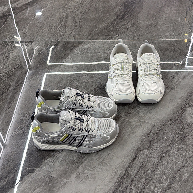 真皮网面厚底德训鞋女2026春新款潮酷百搭运动慢跑鞋旅游休闲鞋潮