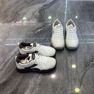 复古真皮厚底休闲德训鞋女2025秋新款秀气拼色显脚小运动阿甘鞋潮