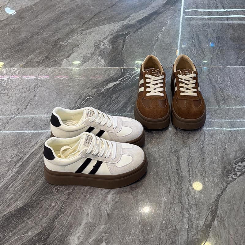 显瘦百搭两杠德训鞋轻便增高板鞋