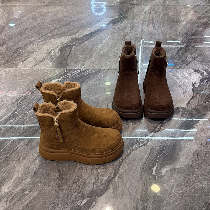 好穿侧拉链复古绒面冬爆款雪地靴