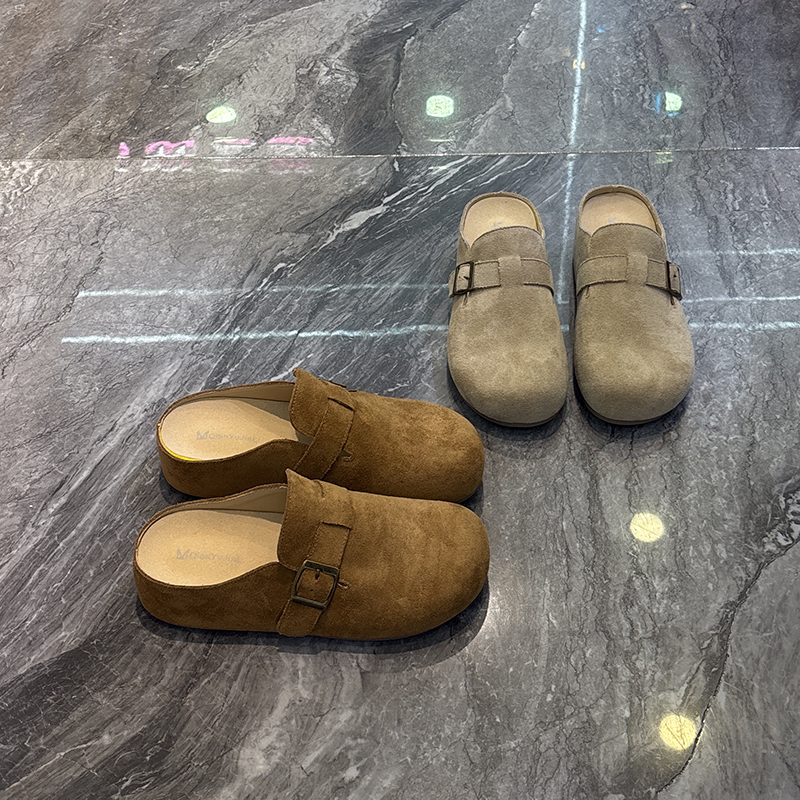轻便一脚蹬勃肯拖鞋复古皮带扣