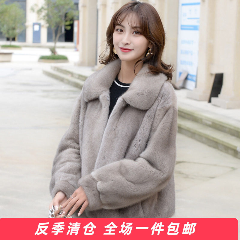 水貂皮大衣女整貂短款小母貂冬cx