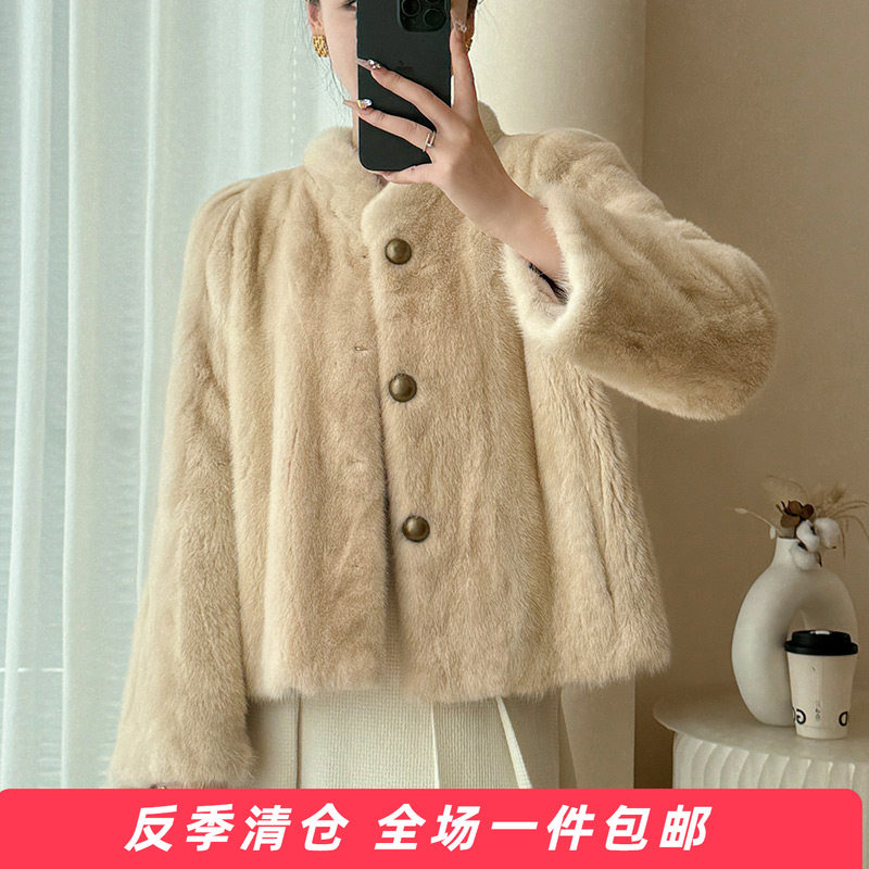 水貂皮草外套女短款年轻款2025冬季新款海宁整貂裘皮大衣时尚TT
