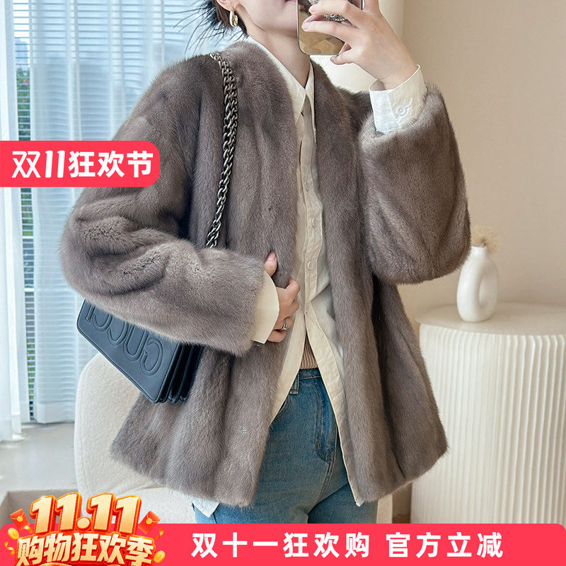 女式短款貂皮大衣哲奴