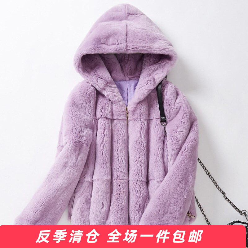 兔毛整兔皮毛拉链春季清仓款外套图片