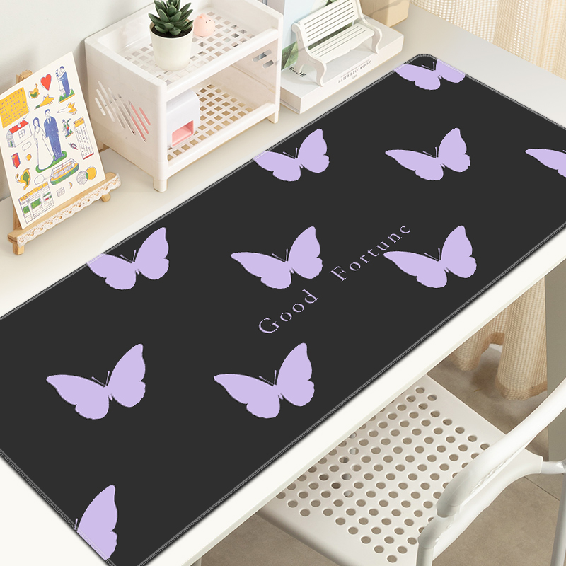 鼠标垫超大号甜酷蝴蝶男女生办公电脑桌垫定制家用高颜值键盘垫子