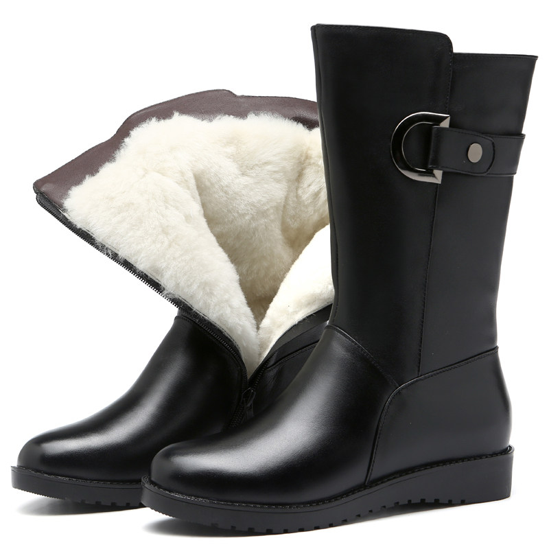 NEW WOMENS BOOTS LEATHER WOOL WOMENS COTTON SHOES WOMENS COTTON SHOES IN THE BOOTS WOMENS COTTON BOOTS FLAT MOTHER SHOES COTTON SHOES