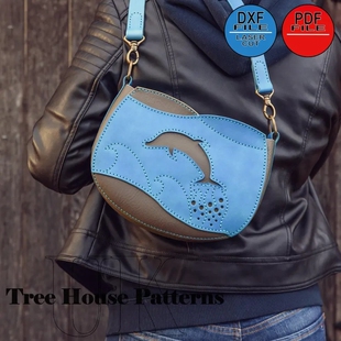 手工皮具图纸海豚皮革单肩包版型图纸不是实物包包