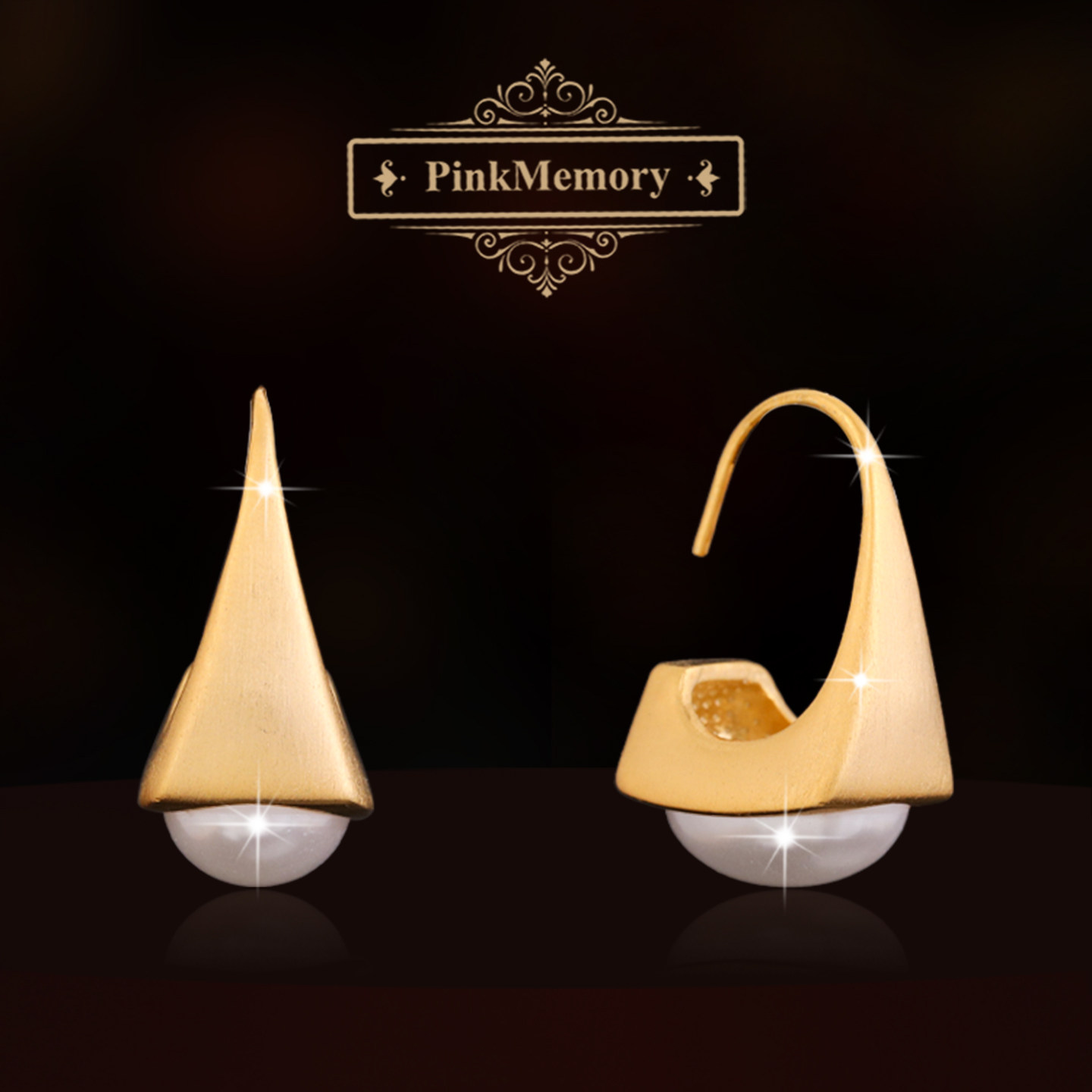 巴黎Pink Memory设计师几何灯笼珍珠耳钉高级感轻奢女款领针耳环