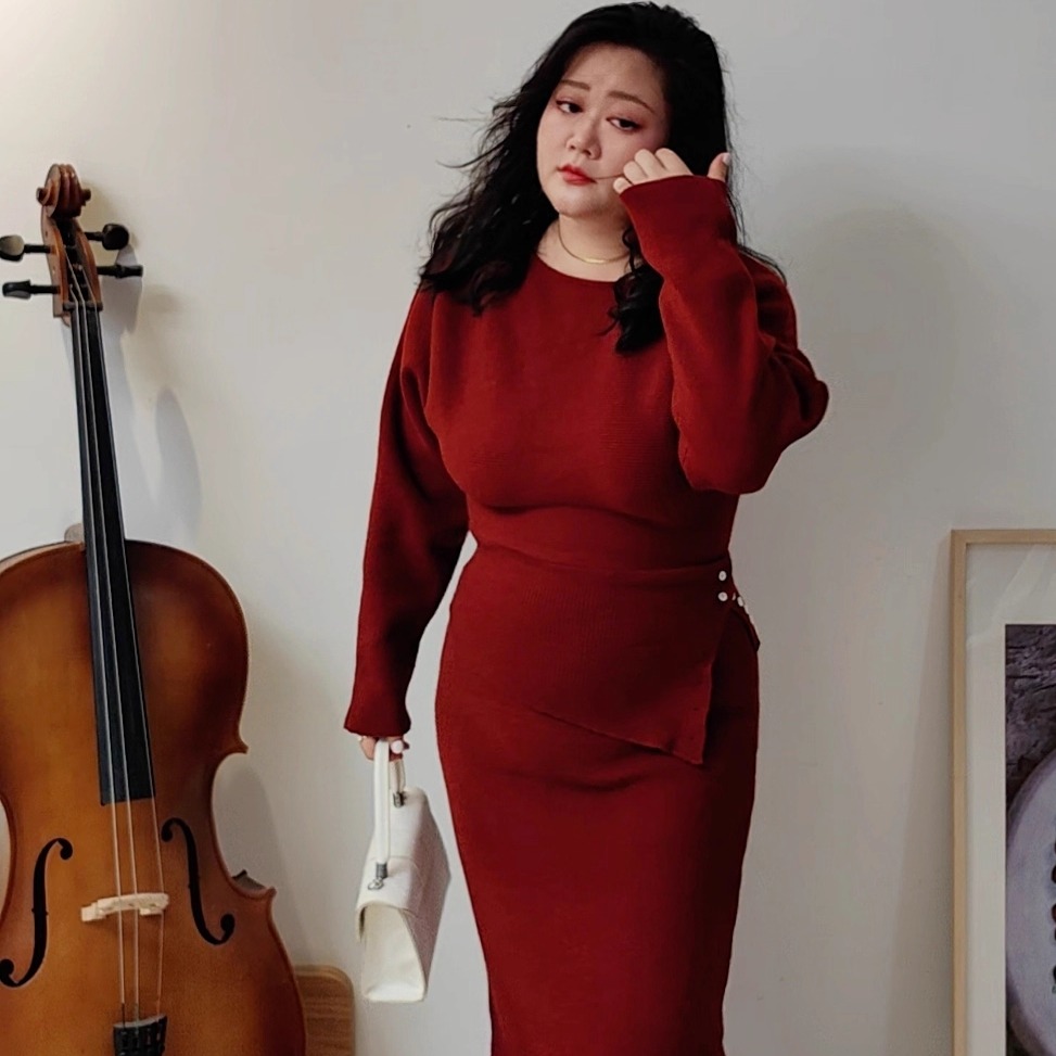 RoseLust通勤长袖针织毛衣套装