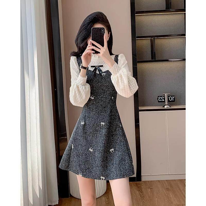 赫小本香风连衣裙女春秋季2025新款小个子假两件套装收腰内搭裙子,女装/女士精品,连衣裙,淘宝优惠券,粉丝福利购,淘宝优惠卷