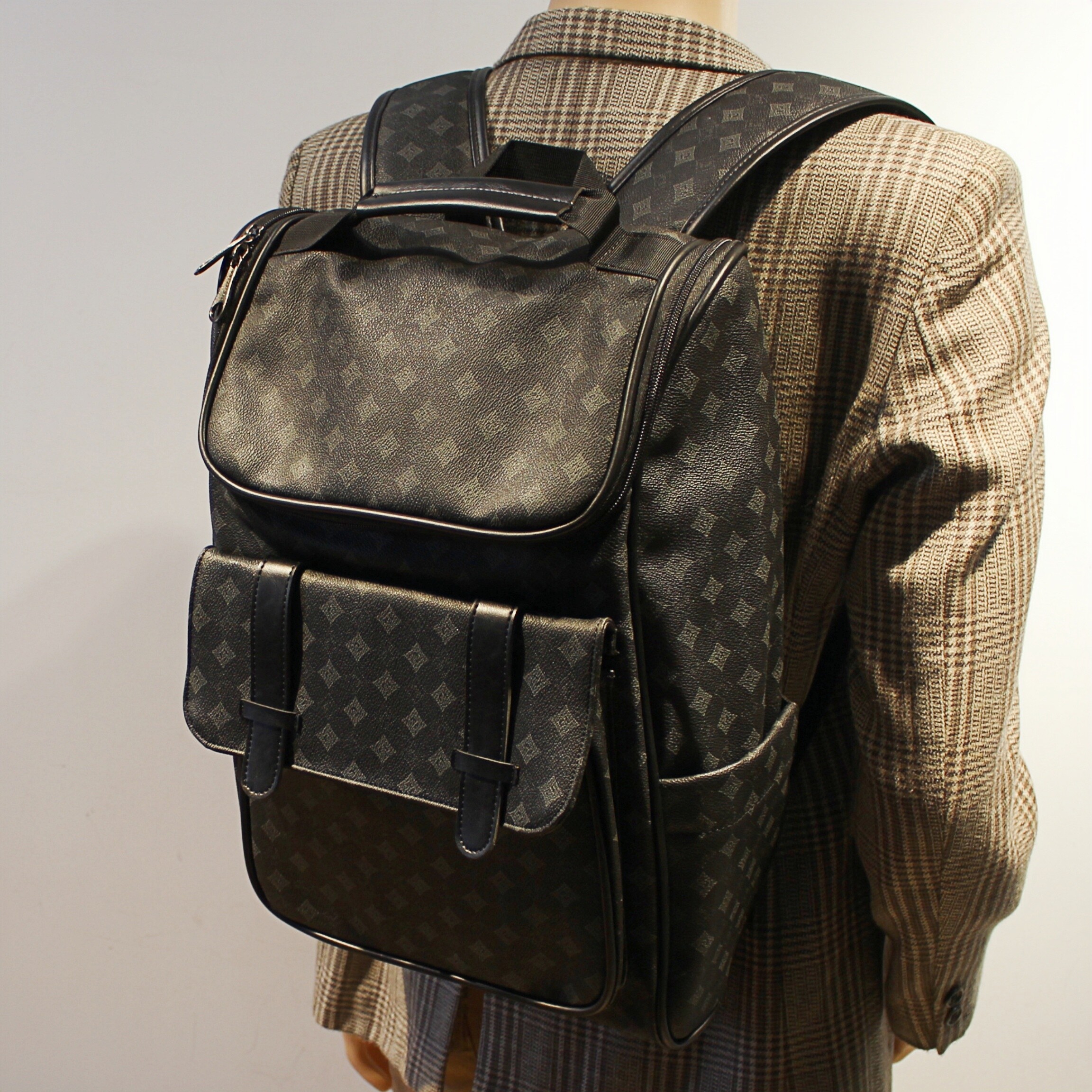 老花双肩包经典质感商务电脑包潮