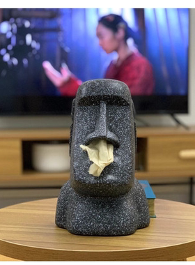复活岛石像摩艾客厅纸巾盒北欧ins风搞怪家用创意可爱网红抽纸盒