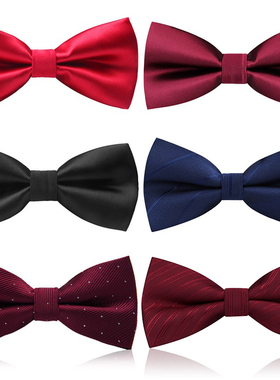 男士领结伴郎新郎酒红黑色领结西装衬衫结婚婚礼红色韩版蝴蝶结女