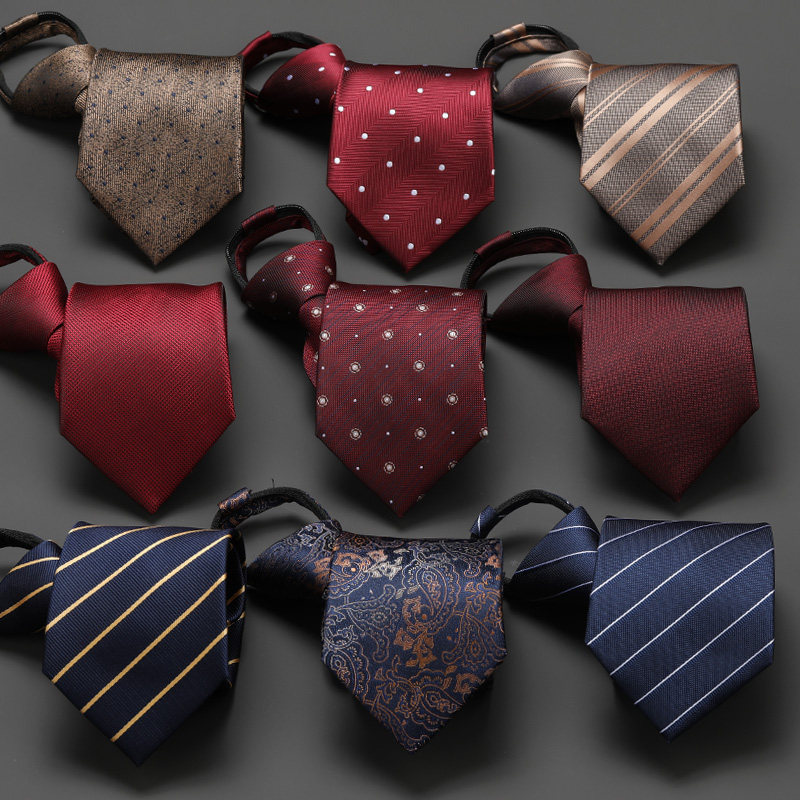 新郎结婚正装拉链式男女商务韩版懒人免打条纹格子领结西装领带