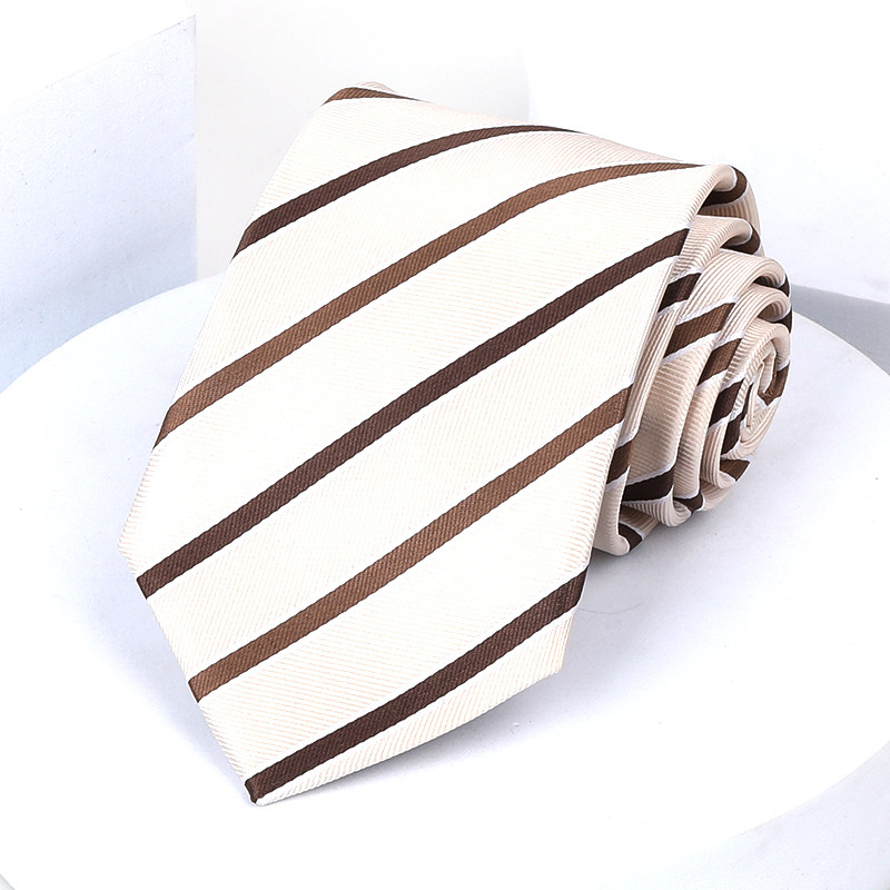 香槟条纹领带男士商务正装结婚新郎浅色工作韩版免打手打领带