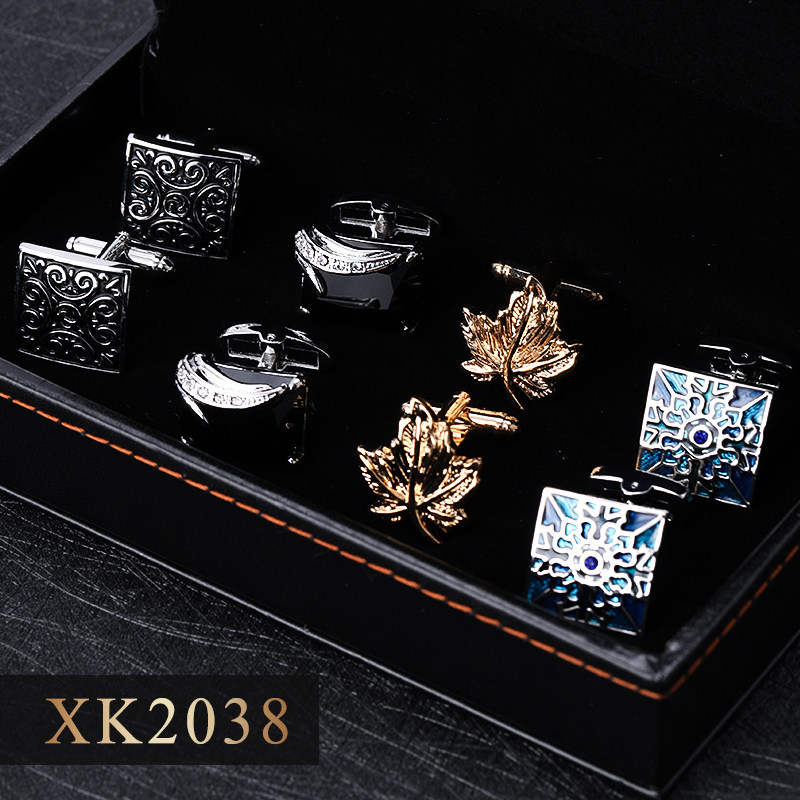 袖扣礼盒四件套XK2038金色银色领带夹袖钉法式衬衫配饰袖口扣