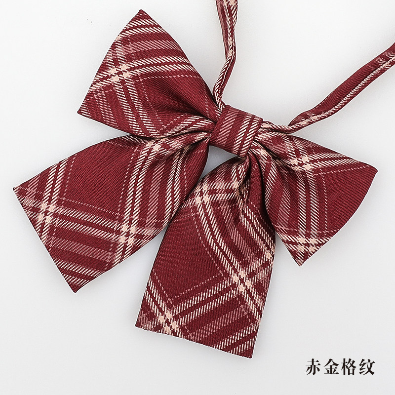 jk制服领结女羽根花纹日系斜角平角学生领花蝴蝶结赤金格纹领花