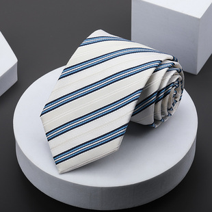 真丝白色条纹领带结婚新郎西装桑蚕丝男商务时尚正装礼盒送礼领带