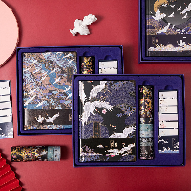 中国风笔记本手帐本子小清新手杖手账本套装韩国古风记事本随身便携日式少女心创意可爱彩页插画手绘复古个性