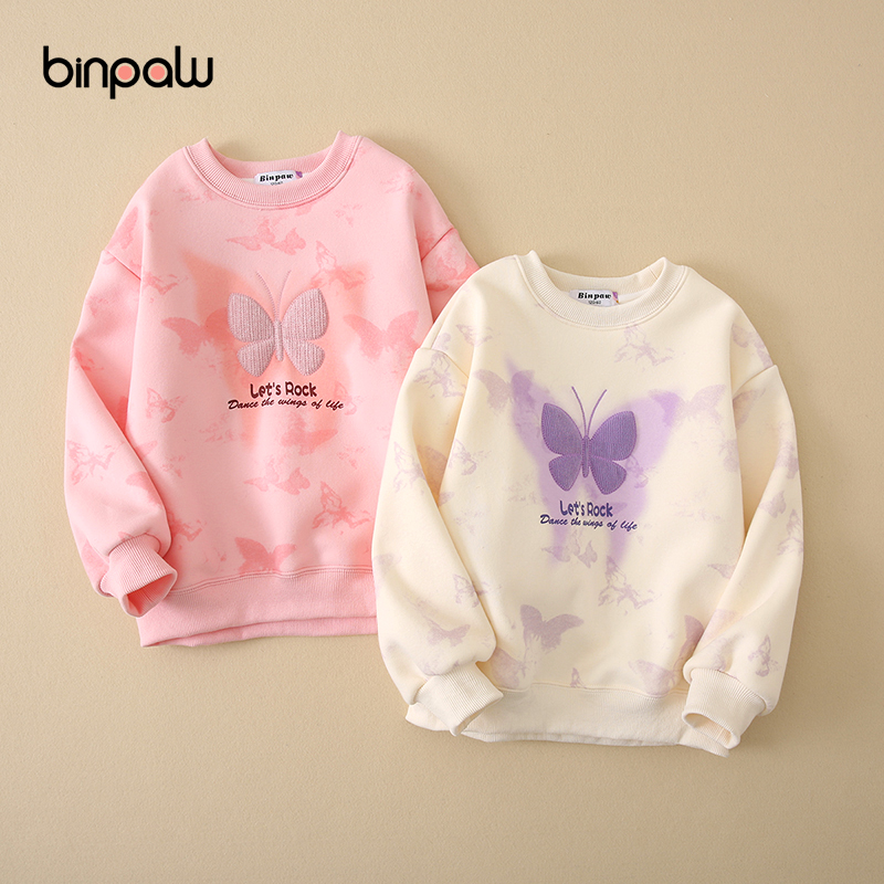 童装女童加绒儿童套头卫衣2025冬季新款上衣保暖澳粒绒衣服