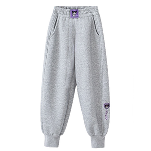 童装女装秋装长裤时尚字母刺绣毛圈宽松女宝宝运动裤