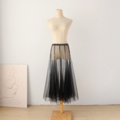 春季 透视蕾丝打底裙内搭纱裙网纱半身裙透明单层长裙网纱裙鱼尾裙