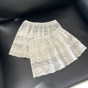 蕾丝屁帘叠穿下摆裙帘内搭遮屁股神器配鲨鱼裤 遮胯半身裙打底裙