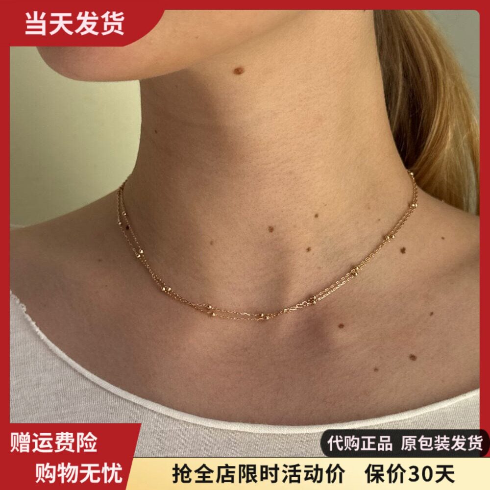 bm项链金色双层链条女生