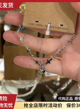 bm十字架爱心手链新款ins风