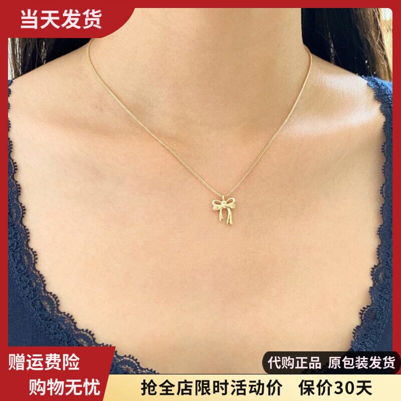 bm项链金色蝴蝶结吊坠锁骨链女