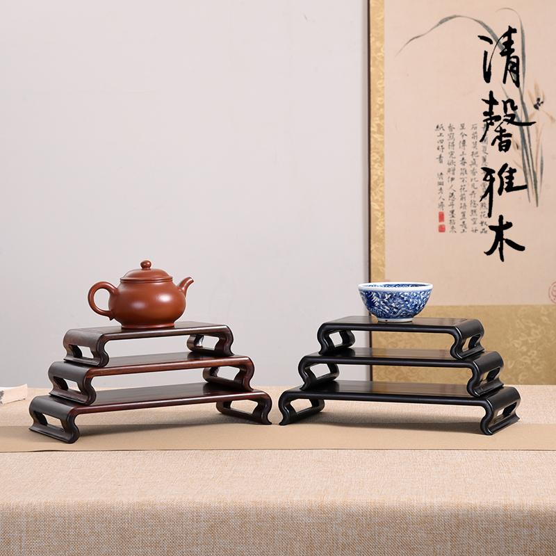 红木中式书卷几茶壶微盆景香炉如意花盆佛像茗杯摆件底座实木托架