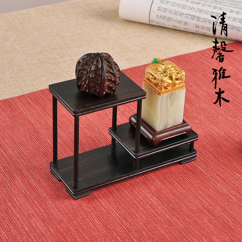 实木紫光檀微型博古架功夫茶具置物架茶壶茶杯玉器古董收纳摆件展