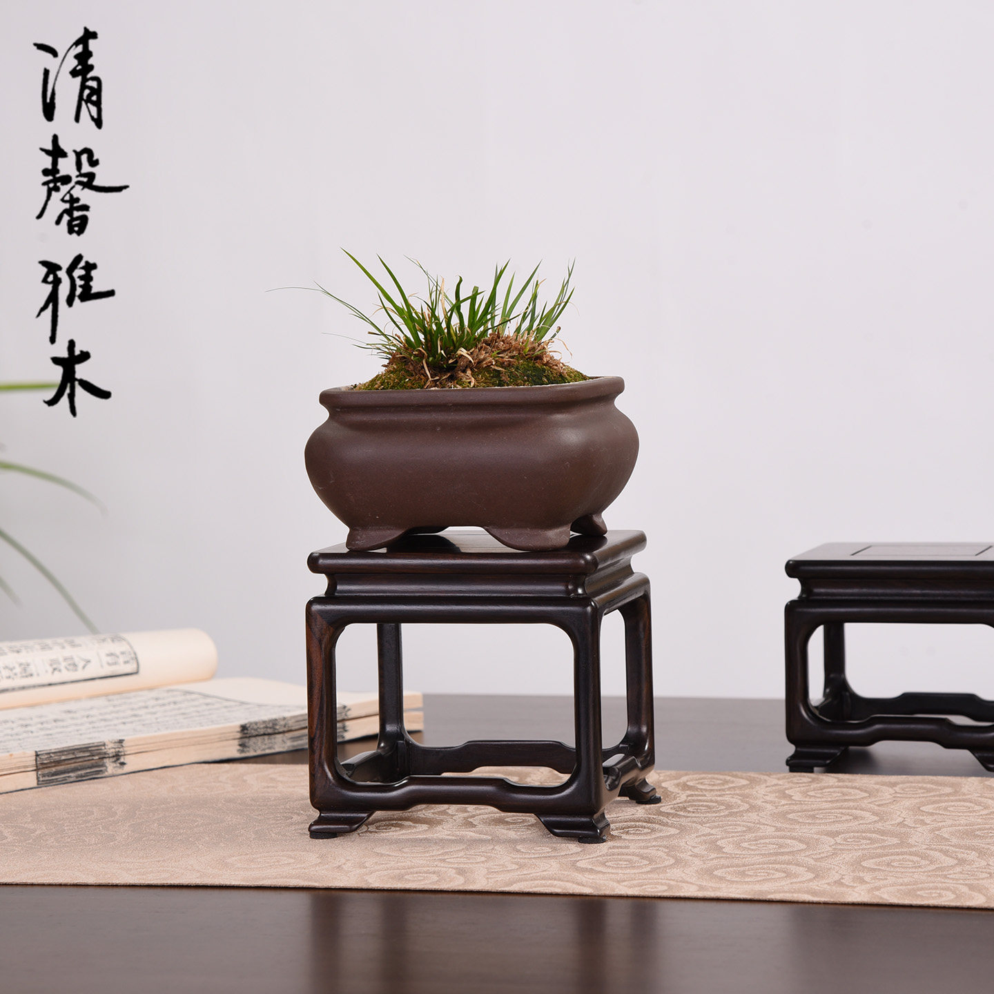 中式实木微型盆景桌面几架花架铜器金器奇石玉器瓷器花瓶摆件底座