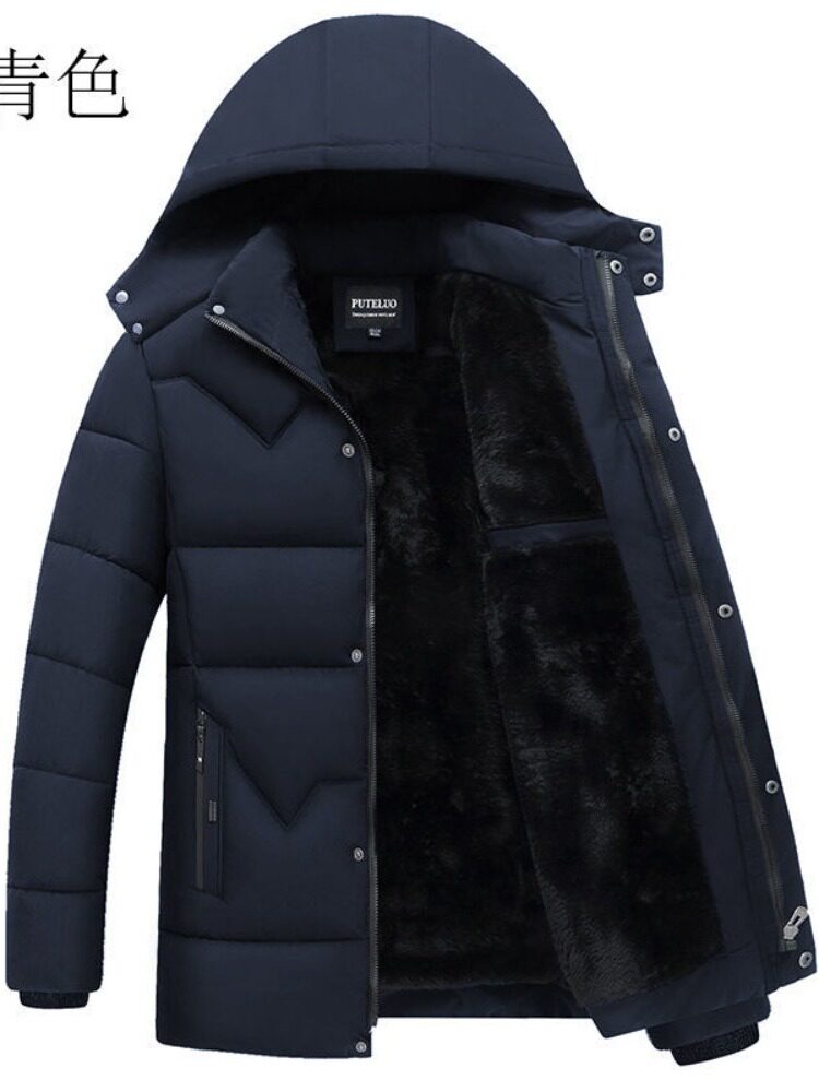 가벼운 럭셔리 새아빠 솜 패딩 재킷 중년 및 노인 벨벳 두꺼운 따뜻한 솜 재킷 중년 남성 겨울 솜 재킷