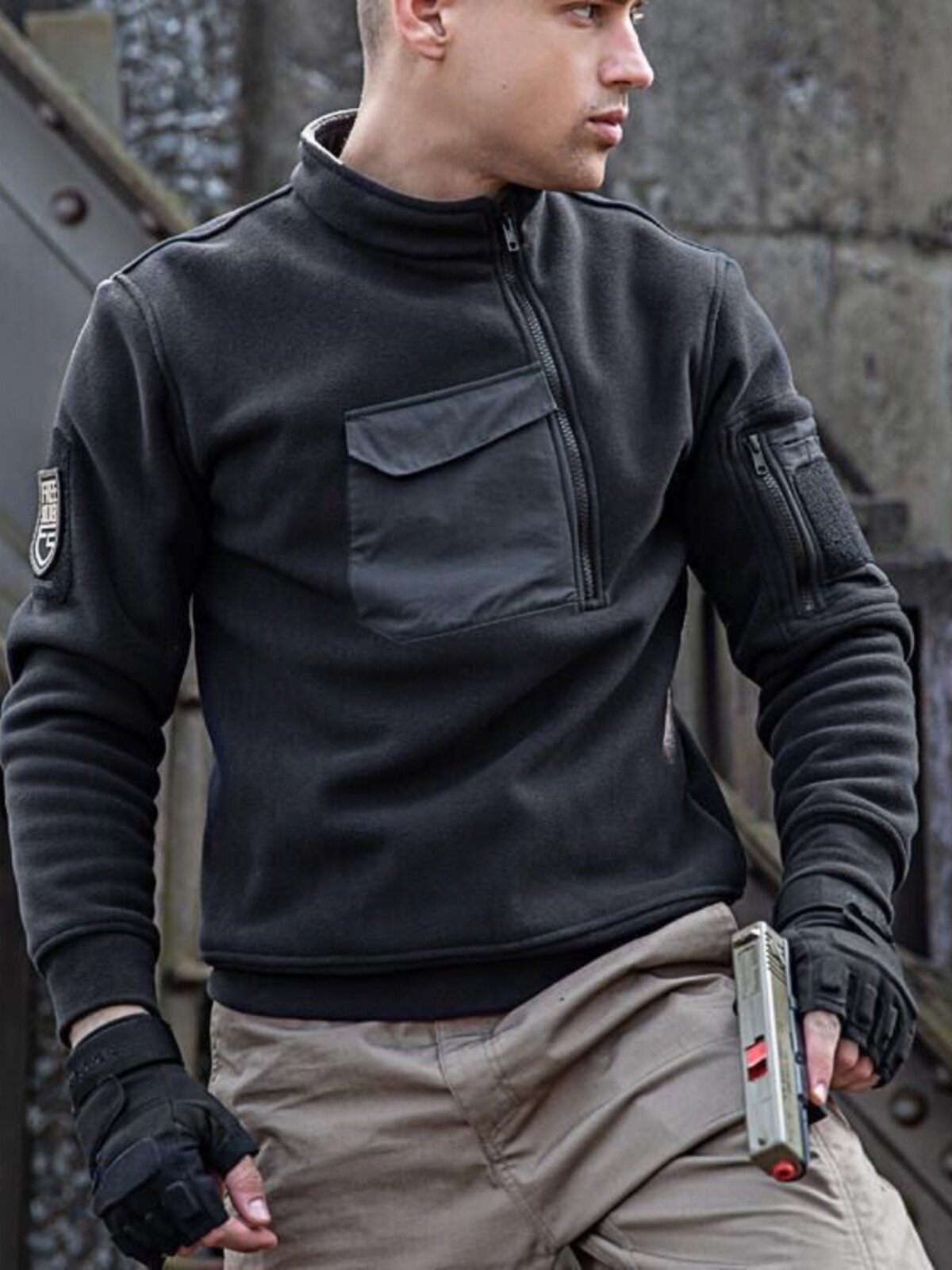 남성용 가을 겨울 플리스 재킷 가을 겨울 플러스 벨벳과 두꺼운 폴라 플리스 탑 방풍 및 따뜻한 야외 풀오버 바닥 셔츠