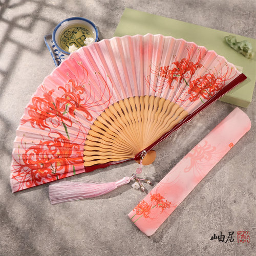 原创彼岸花曼珠沙华折扇国风礼物