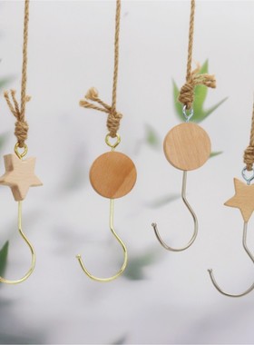 服装店展架挂衣架壁挂墙上创意复古挂勾s钩黑色挂钩 麻绳吊环装饰