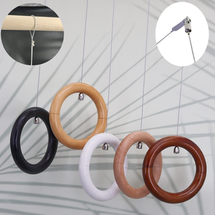 简约实木钢丝吊环女装店铺装修设计服装架韩版吊顶服装店木圈圆环