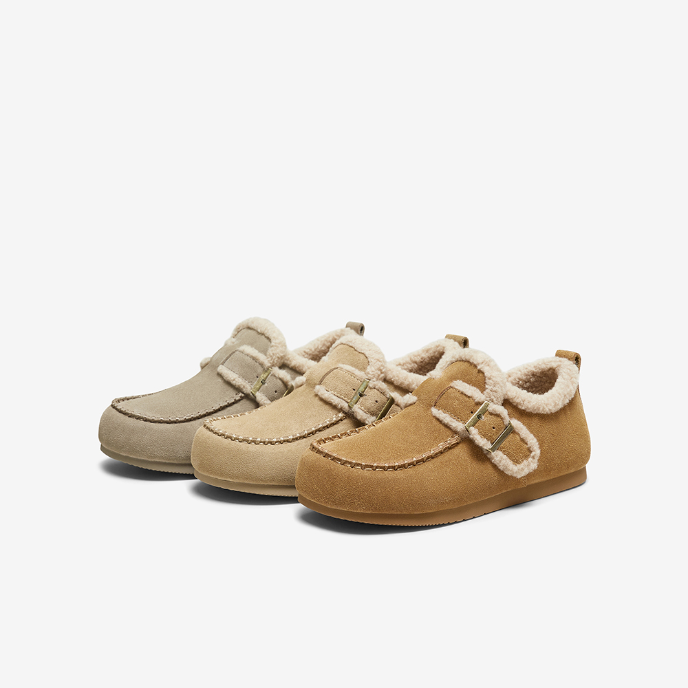 百思图2025冬季商场新款加绒勃肯鞋棉鞋雪地靴女毛毛单鞋L7728DM5