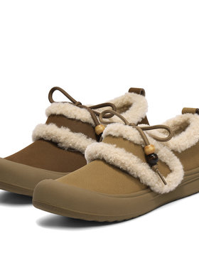 森达毛毛鞋女2025冬季新款商场同款加绒保暖一脚蹬雪地靴XTQ01DM5