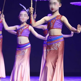 女童紫陶灵傣族舞蹈艺考鱼尾裙桃李杯剧目灵演出服民族舞傣族舞蹈