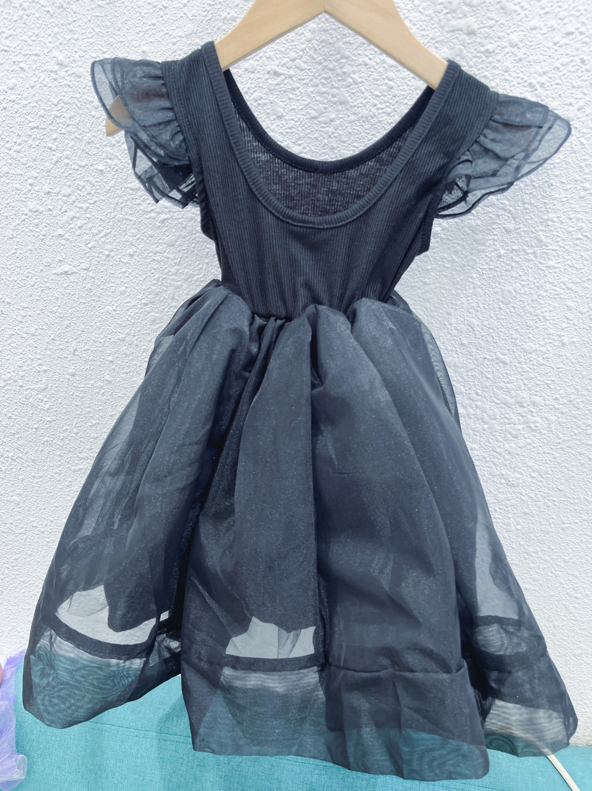 高品质品牌欧根纱礼服裙黑色网纱连衣裙
