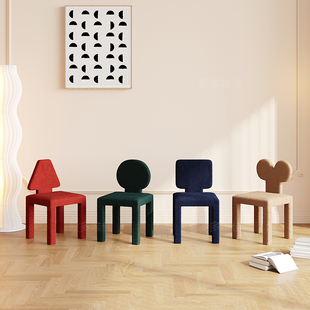 靠背化妆椅子 北欧创意网红黑色异形餐椅家用现代简约ins设计师款