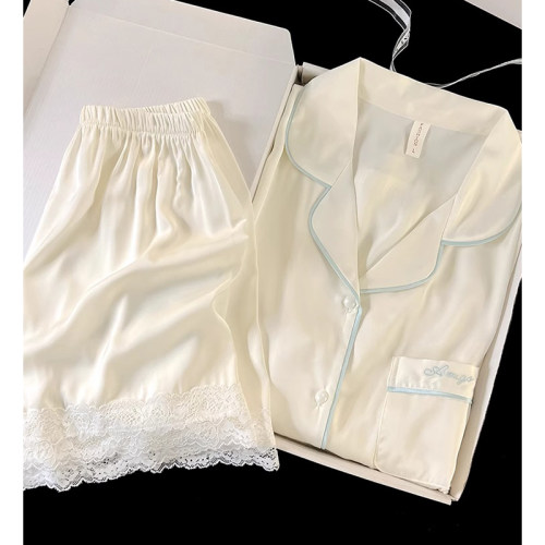 夏天法式蕾丝花边短袖轻奢家居服
