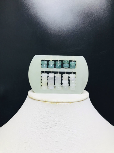 和田玉青白算盘挂件翡翠珠53×33×6mm