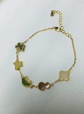 天然和田玉碧玉糖玉白玉黄玉烟紫玉五花手链手串925银镶嵌